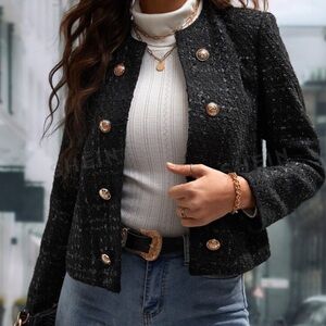 Black Clasi Double Breasted Open Front Jacket Size Medium